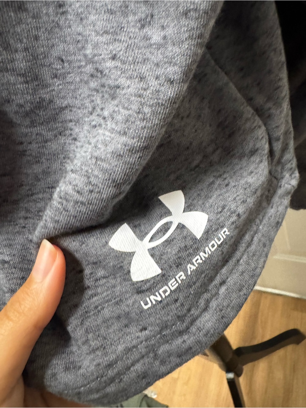 Under Armour Gray Hooded Pullover with Branded Chest Stripe - Picture 2 of 3